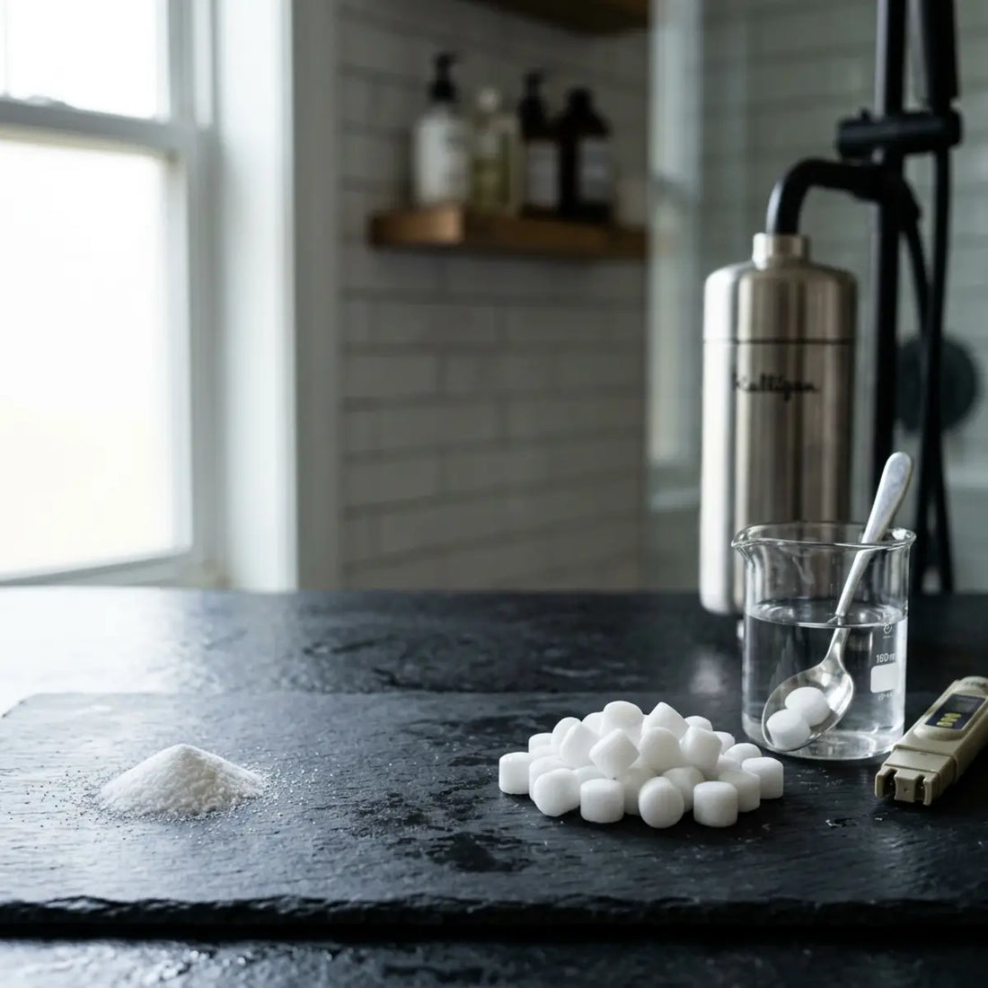 We Tested Table Salt vs Pellets in Shower Filters